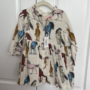 NWT pink chicken horses dress 3t toddler girl